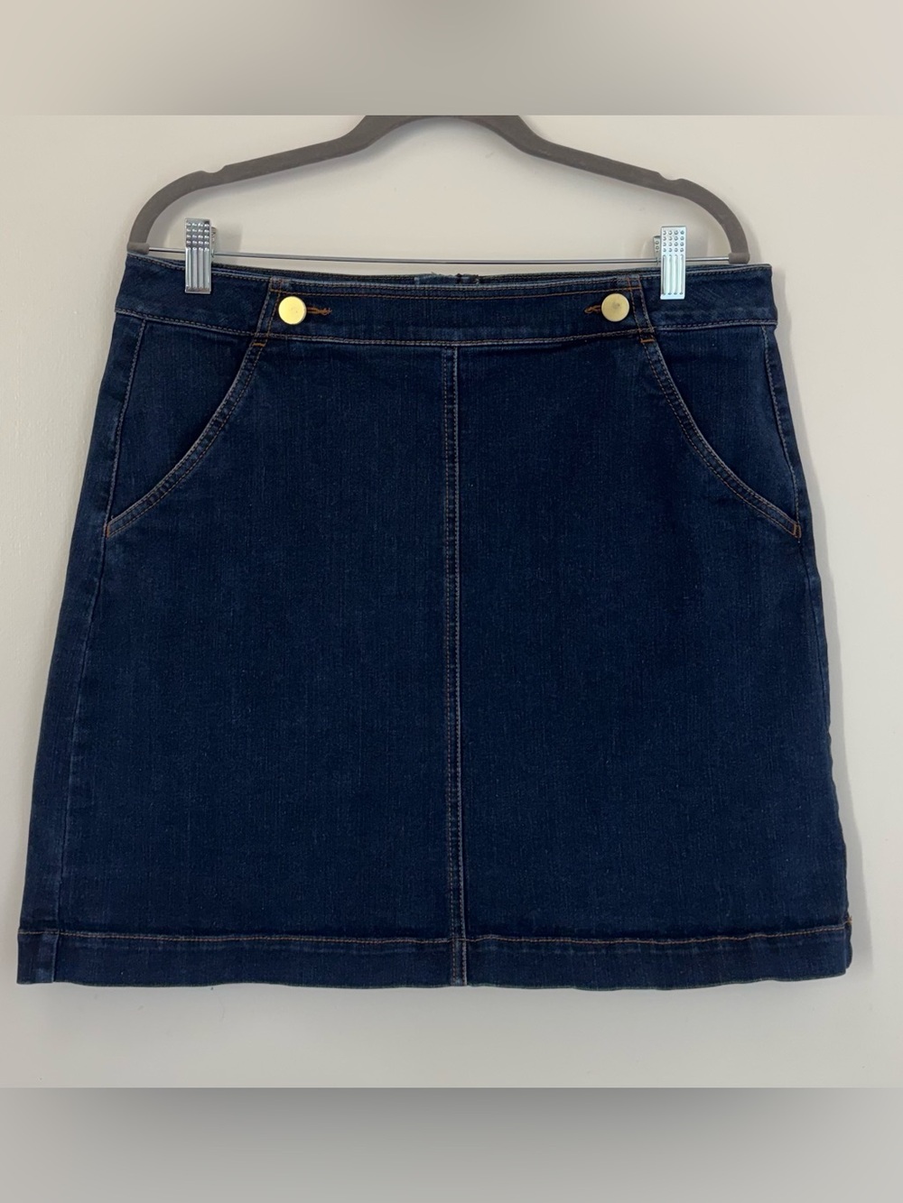 LOFT Outlet Dark Denim Skirt Blue Mini Pencil Women Size 12